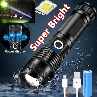 1200000 Lumen LED Torch COB Flashlight USB Rechargeable Work Light New • £9.39