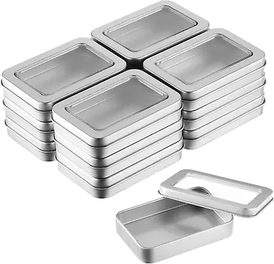 Metal Tin Box Metal Tins With Lids Clear Top Tins Box Empty Storage Tins Case Re • $17.57