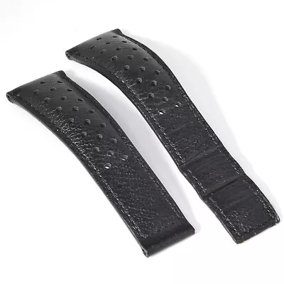 Tag Heuer Carrera Mens Black Calf Leather 22mm To 18mm Deployment Watch Strap • £69.99