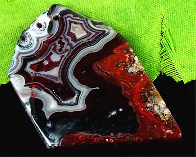 HU25973 48x33x4mm Natural Mexico Crazy Lace Agate Slab/slice Pendant Bead • $0.56