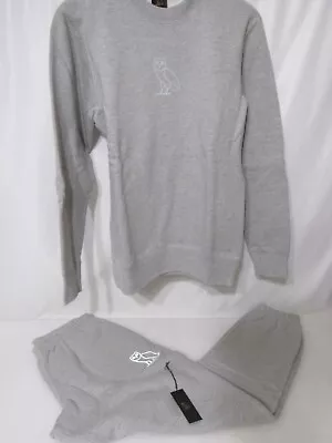 OVO Octobers Very Own Gray 100% Cotton Logo Sweat Tracksuit Size S • $349.60
