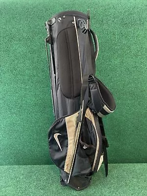 Nike 2-Way Divider Golf Stand Bag Black/Tan W/ Rain Cover 4 Way Strap Free Ship • $89.99