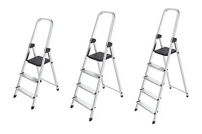Aluminium Step Ladder With Platform Non Slip Treads Lightweight Aluminium EN 131 • £43.95