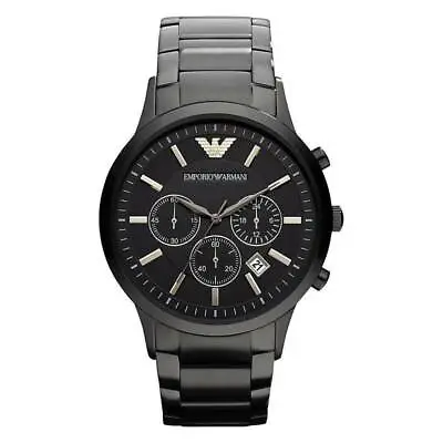 £85 • Buy New Emporio Armani Ar2453 Black Stainless Steel Chronograph Mens Watch