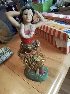 Vintage 7 INCH Hula Dancing Nodder Bobble Aloha Hawaii Girl W/Lay  Chalkware • $15