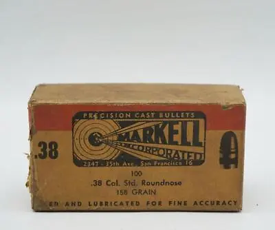 Markell .38 Cal Standard Roundnose Cartridge R-158 Empty Box • $24.99