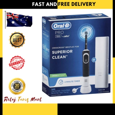 $47.15 • Buy Oral-B PRO 100 CROSSACTION Rechargeable Electric Toothbrush Midnight Black NEW