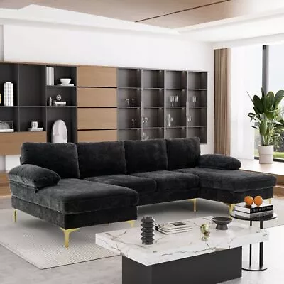 U-Shaped Chenille Sectional Sofa Couch Living Room 4-Seat Sofa Sleeper Couch Set • $619.99