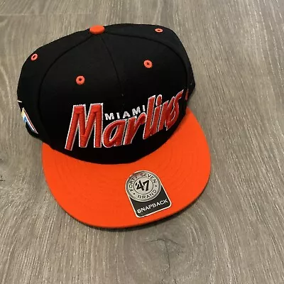 ‘47 Brand Miami Marlins Snapback Hat Black/Orange One Size • $12.80