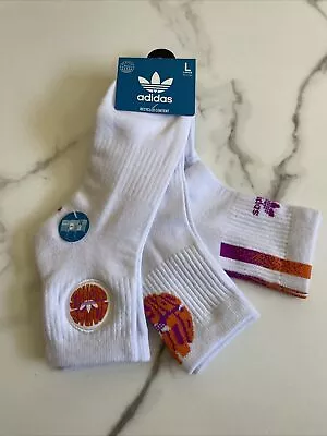 New Adidas Sport Dry Active Everyday 3 Pack Retro Logo Quarter Cut Socks White • $16.99