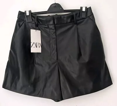 Zara Faux Leather  High Waisted Shorts - Size Small • $22.20