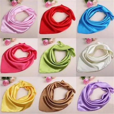 Lady Women 59x59cm Satin Silk Square Plain Scarf Scarves Headband Bandana Wrap • $6.79