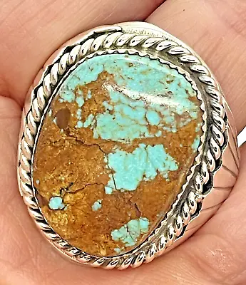 Navajo Number 8 Mine Turquoise Men's Ring  Sz 14 Sterling Signed M Thomas 32.7g • $327.94