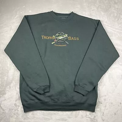 Vintage 90s Headwaters Green Trophy Bass Fish Sweatshirt Crewneck Mens XL • $22.99