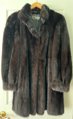 Vintage Saga Mink Real Fur Stroller Coat Darkest Mahogany Made In France • $950