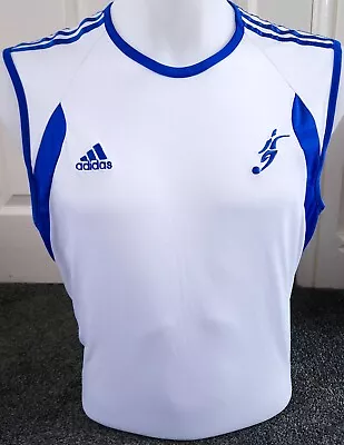 Vintage David Beckham Adidas Training Vest Large White / Blue 572194 • £10