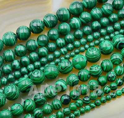Natural Malachite Gemstone Round Spacer Loose Beads 16  4mm 6mm 8mm 10mm 12mm  • $5.98