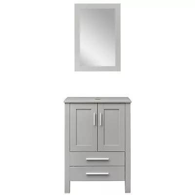 Modern 24  Bathroom Vanity Vessel Sink Set Cabinet With Faucet Drawers & Mirror • $199.99