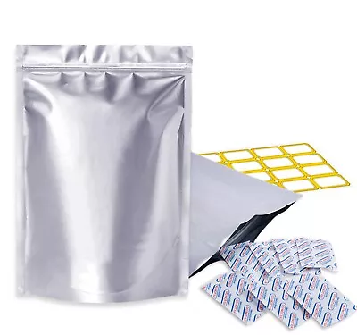 Smell Proof 50 Pcs  Mylar Bags 1 Gallon W/ Oxygen Absorbers 500CC Food Storage • $28.99