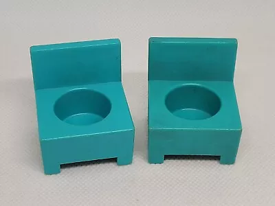 Vintage Fisher Price Little People Lot/2 Turquoise Chairs For Hospital 931 • $8