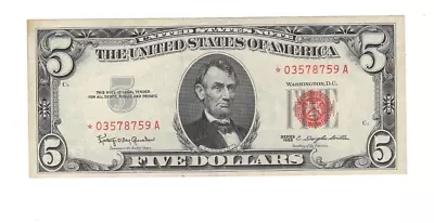 1963 $5 US Star Note Fr#1536* XF+ • $14