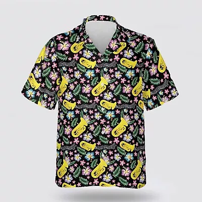 Tuba Tropical Motifs All Over Printed Hawaiian Shirt 3D - Gift For Men And Women • $28.95