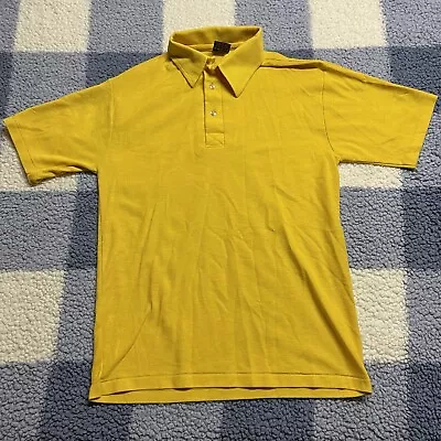 Yellow Polo Shirt Single Stitch Made USA Sz Medium Screen Stars Tag VTG 80s 90s  • $5.97