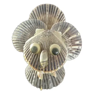 Vintage Owl Bird Composed Of Scallop Shells Goggly Eyes • $14.99