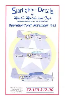 Starfighter Decals 1/72 U.S. NAVY AIRCRAFT OPERATION TORCH NOVEMBER 1942 • $11.50