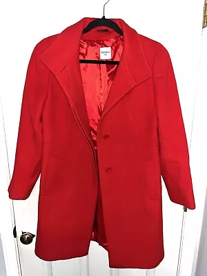 Cinzia Rocca Beautiful Red Wool Coat Side Pockets High Collar Size 10 • $99