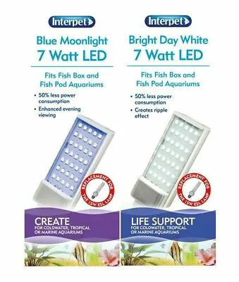 Interpet Fish Pod Box Replacement LED Bulb Upgrade 7w Screw Blue Moon & White • £22.58