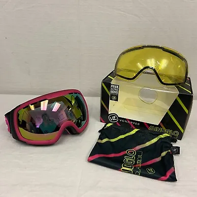 VonZipper Feenom Snow Goggles Mindglo Pink W/ Smoke Pink Chrome Lens *DISPLAY* • $96