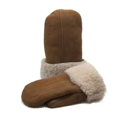 Real Sheepskin Leather FUR  MITTENS Men's And Women's SUEDE Handmade • $38