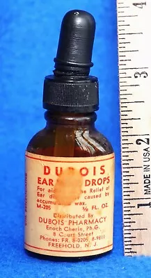 VTG Dubois Pharmacy Ear Wax Drops For Discomfort Glass Bottle W/Dropper/Contents • $15