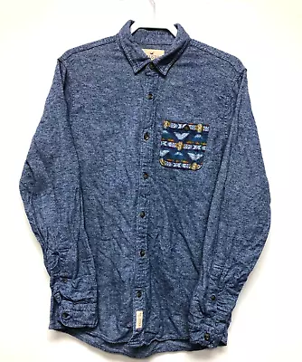 $16.99 • Buy Hollister Mens Blue Button Up Long Sleeve Southwestern Polo Shirt - Size L