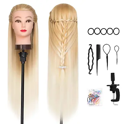 28″ Synthetic Hair Mannequin Head With DIY Braiding Set And Table Clamp • $36.37