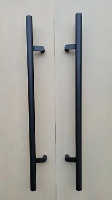 45º Offset Door Pull Handle Round Bar Ladder Matte Black Entry Modern Entrance  • $345