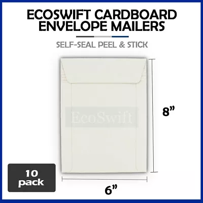 10 - 6 X 8 EcoSwift White CD/DVD Photo Ship Flats Cardboard Envelope Mailers 6x8 • $4.29