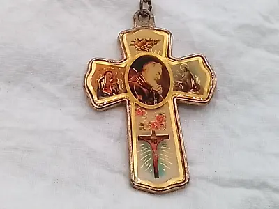 St Padre Vintage Keychain Agony Garden Jesus Christ Pio Cross Crucifix Catholic • $19.99