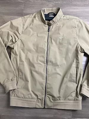 Nike Golf Softshell Windbreaker Bomber Jacket Tan Khaki Full Zip Size L Vintage • $49