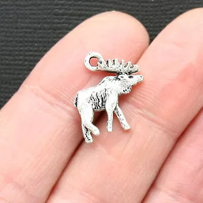 8 Moose Charms Antique Silver Tone 2 Sided - SC3102 • $4.99