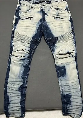 SMOKE RISE EXTRA TOUGH Men’s Distressed Acid Washed Jeans 36X32 • $45