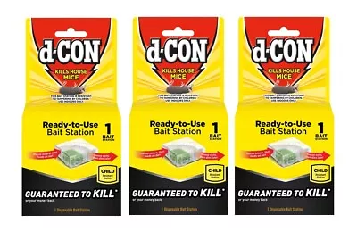 3 ~ D-Con Ready-To-Use Indoor Child Resistant 2-Entry Bait Station Kills Mice • $25.99