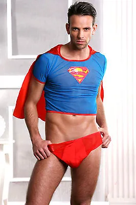Men's Gay Superhero Halloween Fancy Dress Stag Costume Hot Fishnet Panties • £19.99