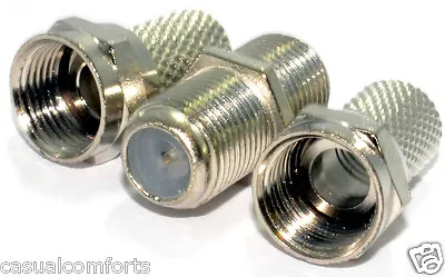 Tv Satellite Virgin Broadband Coaxial Cable Joiner 2 X F Plugs + 1 X F Connector • £1.89