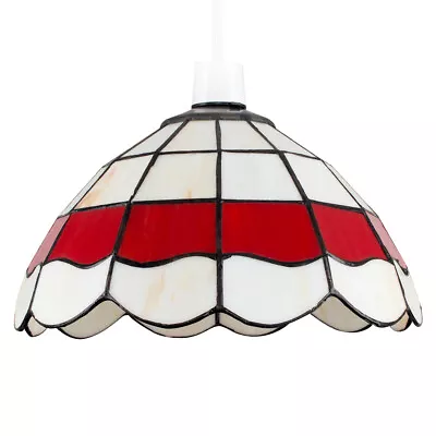 Vintage Stained Glass Lampshade Traditional Easy Fit Ceiling Light Shade Pendant • £21.59