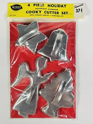 New Vintage MIRRO HOLIDAY COOKIE CUTTER SET 4 PIECE Aluminum Still In The Pack • $19.93