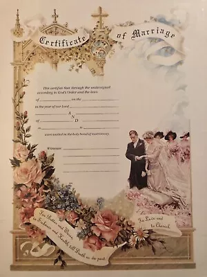 New Wedding Certificate Of Marriage Old Print Factory #CRT013 Granny Core • $9.99