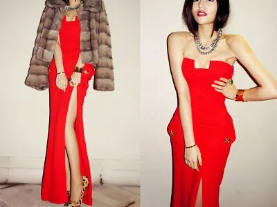 New! Versace For H&m Red Amazing Long Silk  Dress. Eur 34. Fits Like Eur 32 • $379