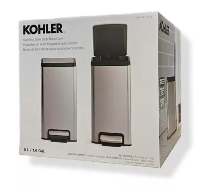 Kohler 6L Stainless Steel Step Trash Bin 2-pack • $54